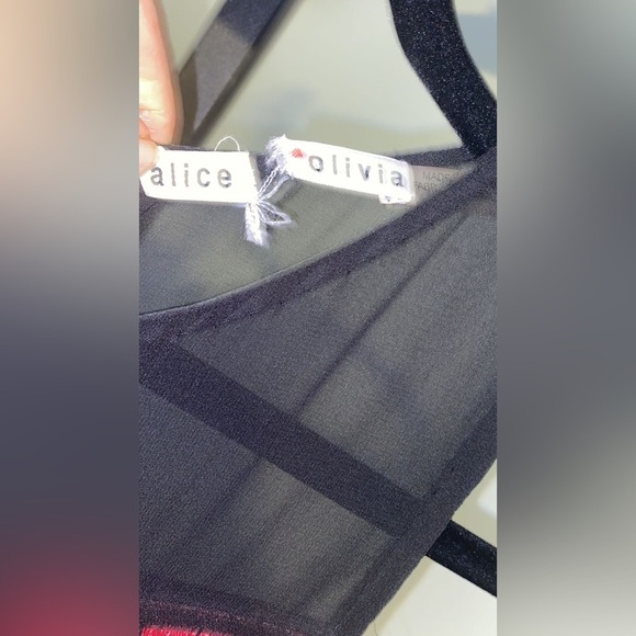 Alice Olivia Red and Black Dress with Mesh and Zipper Back - Picture 10 of 12